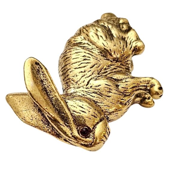 MMA Metropolitan Museum of Art  Rabbit Hare Brooch Gold Tone Pin, Signed - Picture 4 of 9